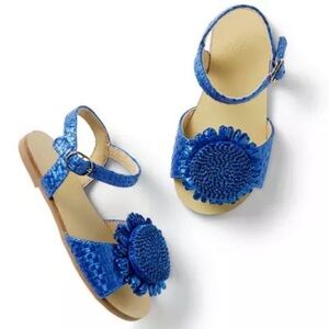 Janie and Jack | Blue Raffia Flower Ankle Strap Sandals | 11